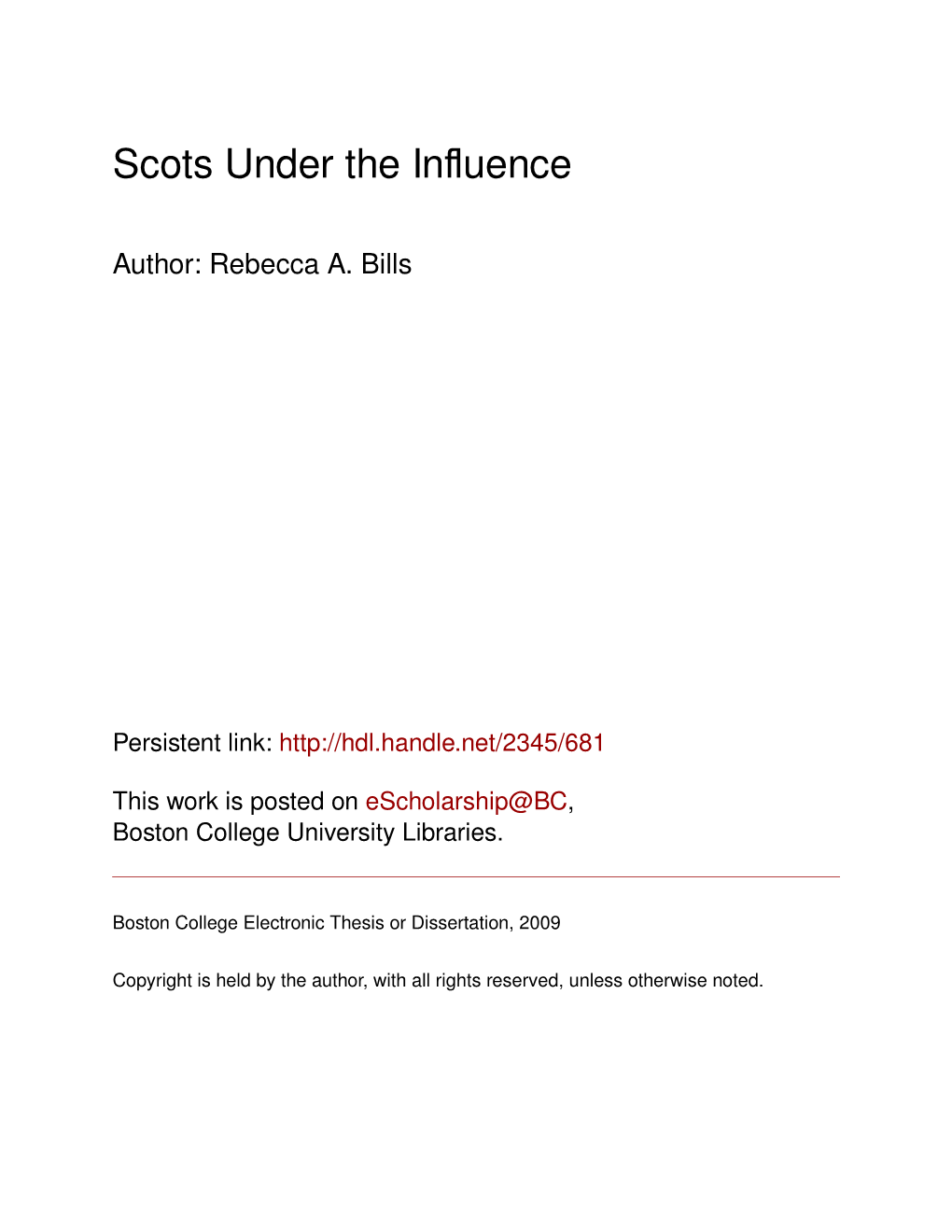 Scots Under the Influence Acknowledgements