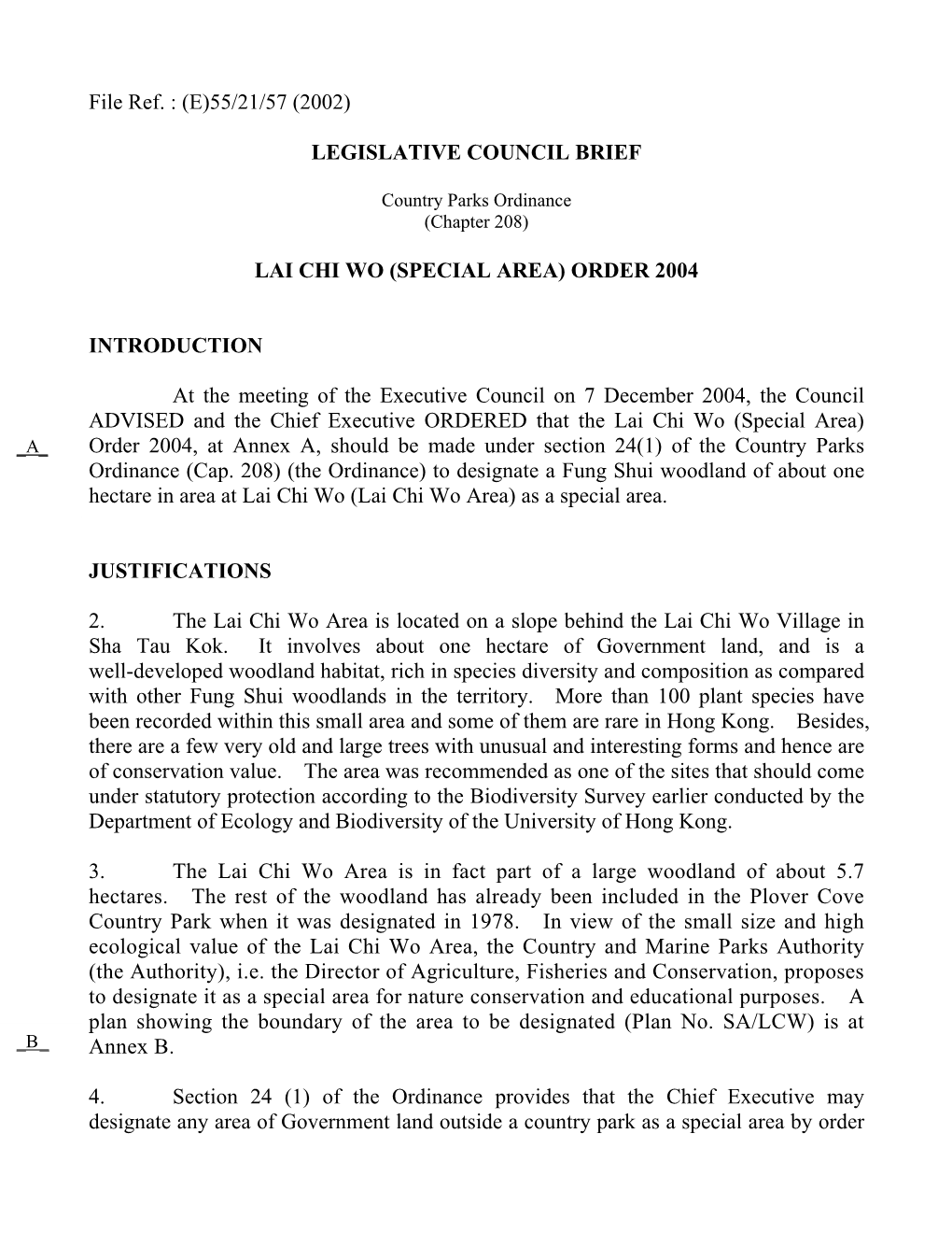 Legislative Council Brief Lai Chi Wo