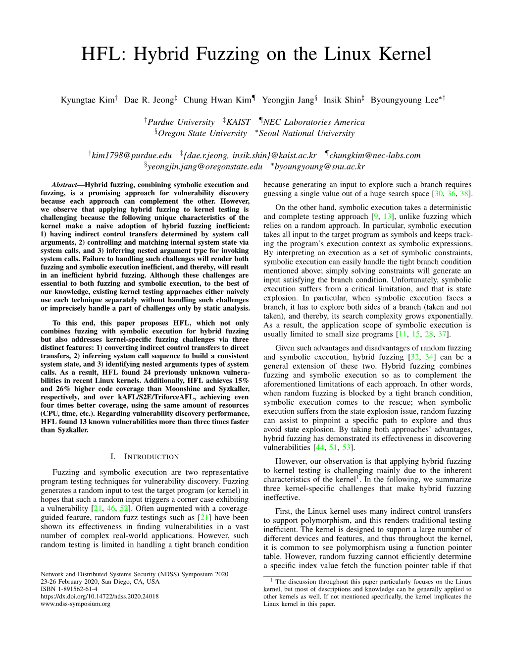 HFL: Hybrid Fuzzing on the Linux Kernel