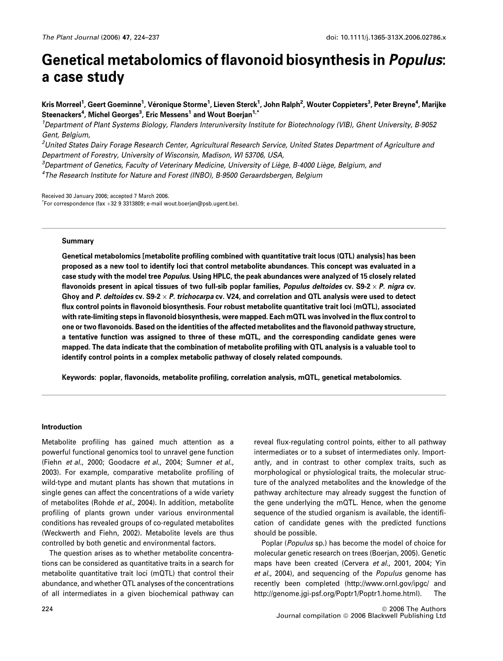 Genetical Metabolomics of Flavonoid Biosynthesis in Populus