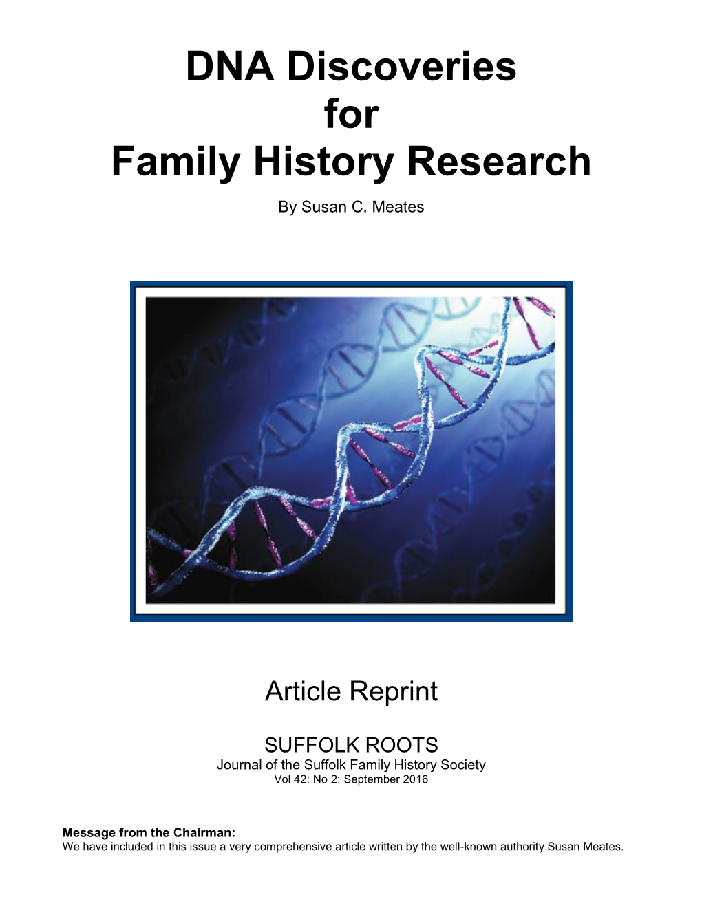 DNA Discoveries for Family History Research