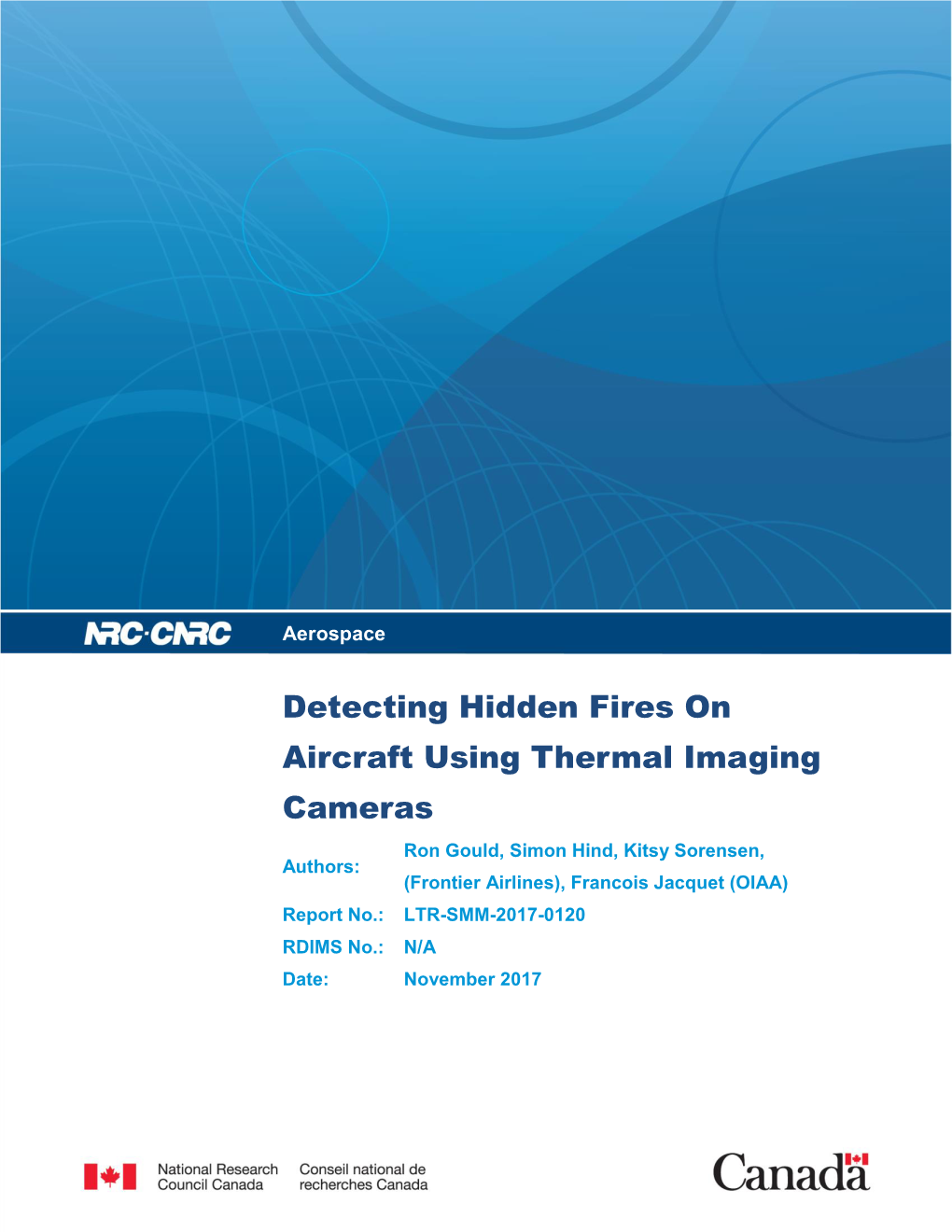 Detecting Hidden Fires on Aircraft Using Thermal Imaging Cameras
