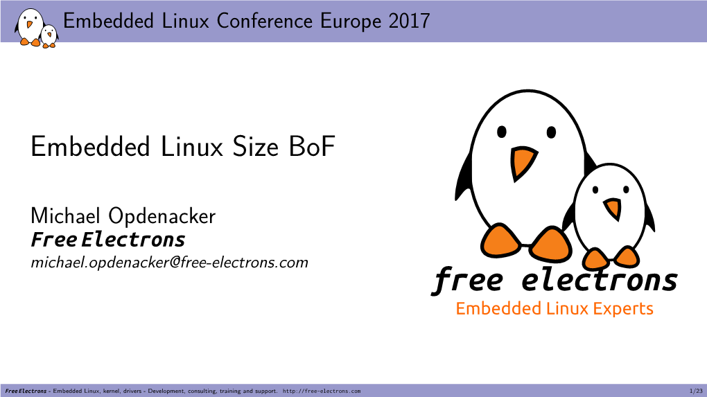 Embedded Linux Size Bof