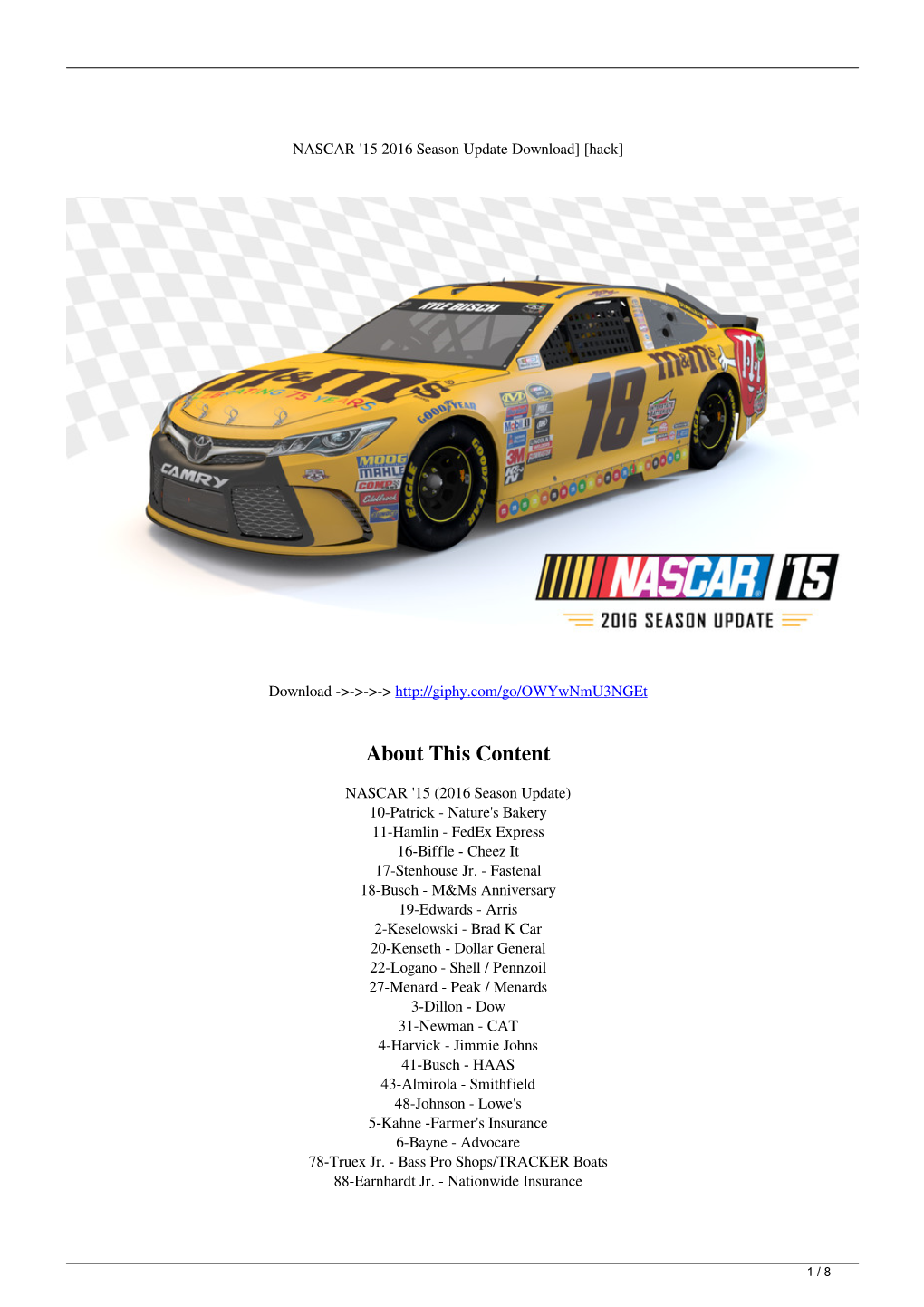 NASCAR 15 2016 Season Update Download Hack