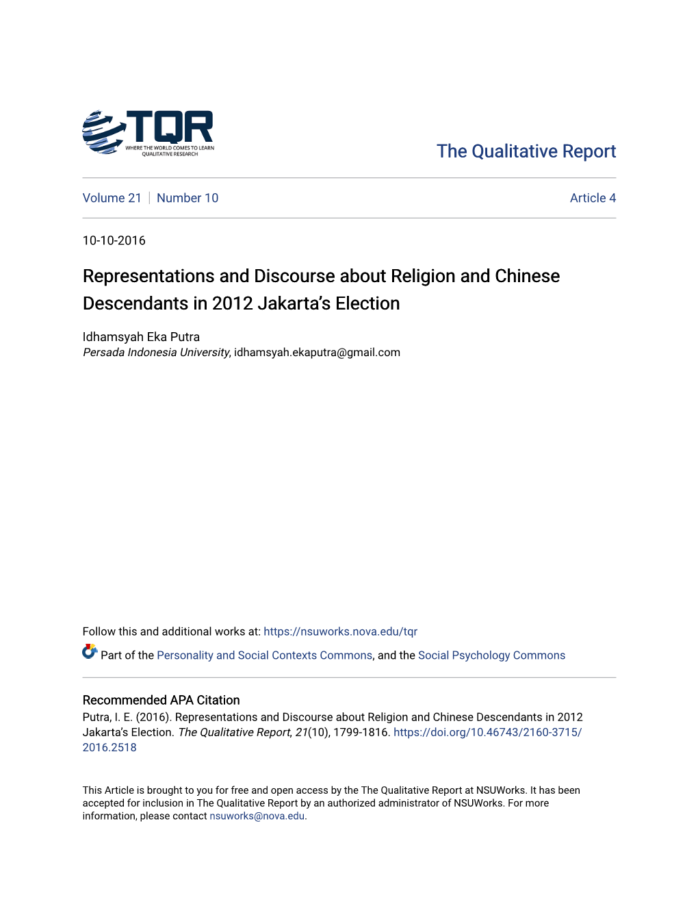 Representations and Discourse About Religion and Chinese Descendants in 2012 Jakarta’S Election