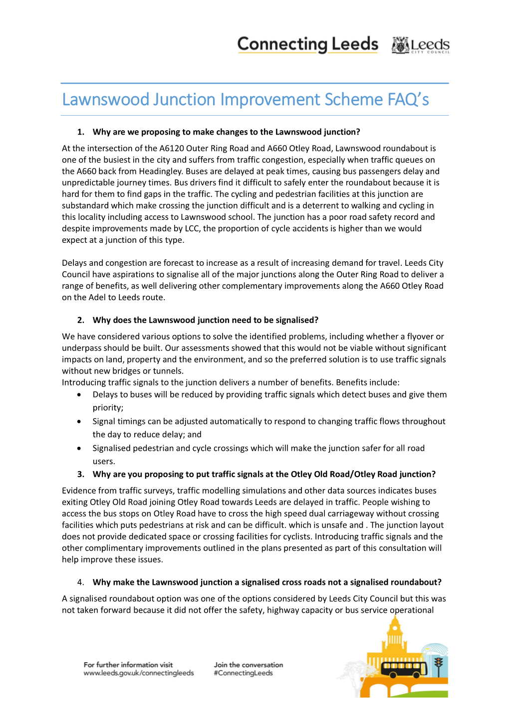 Lawnswood Junction Improvement Scheme FAQ's