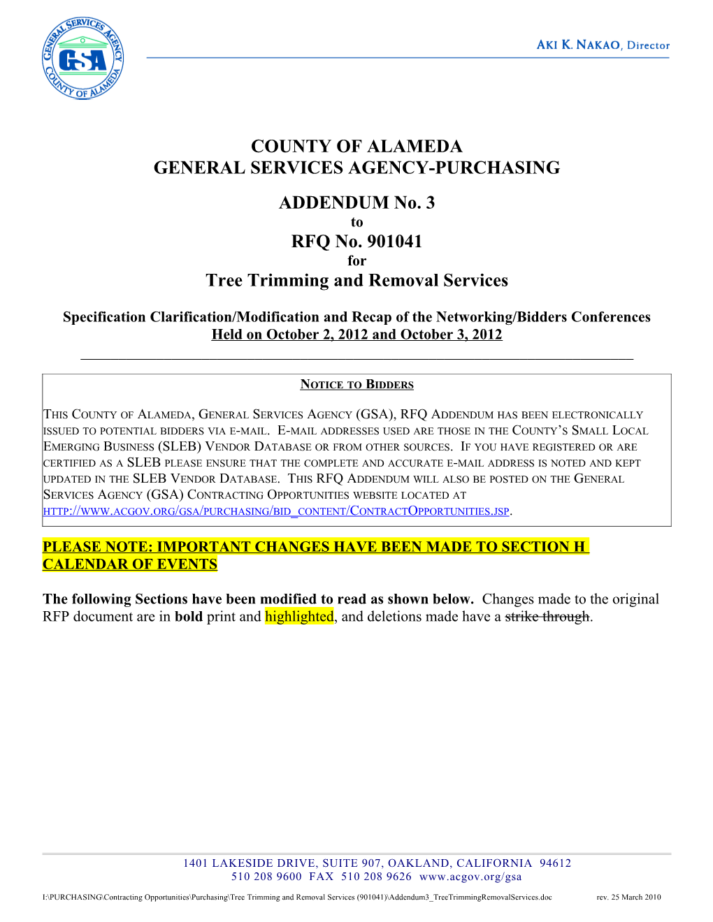 County of Alameda, General Services Agency Purchasing