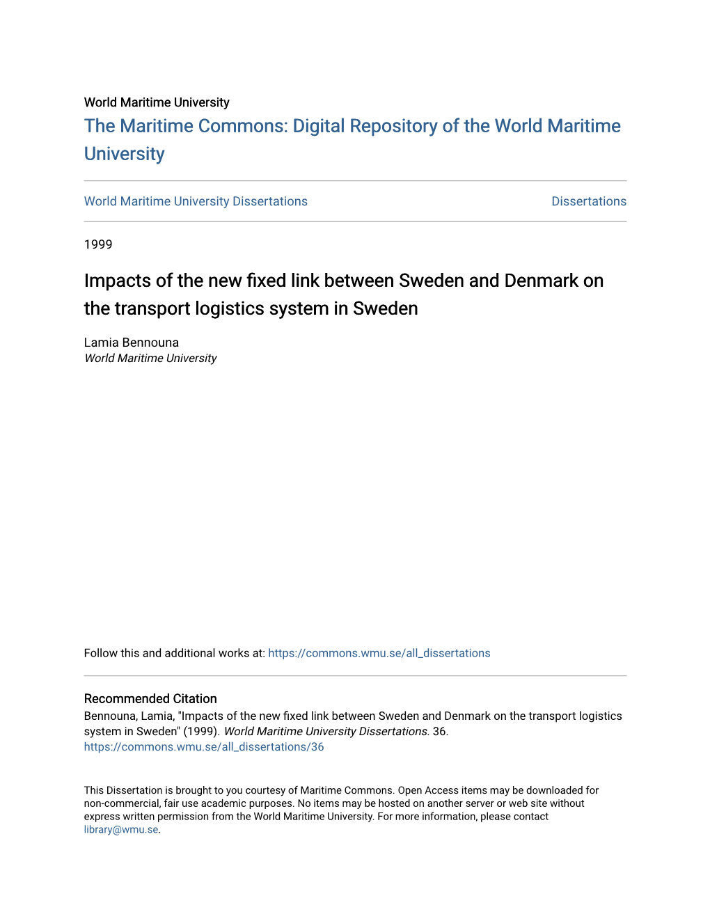 Impacts of the New Fixed Link Between Sweden and Denmark on the Transport Logistics System in Sweden