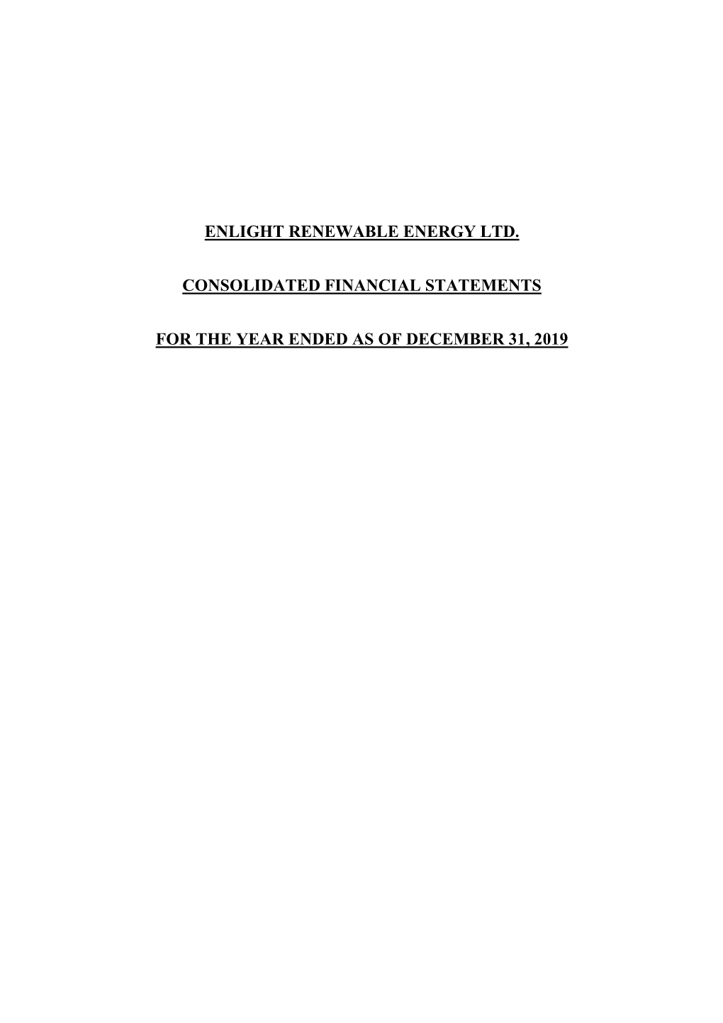 Enlight Renewable Energy Ltd. Consolidated Financial Statements