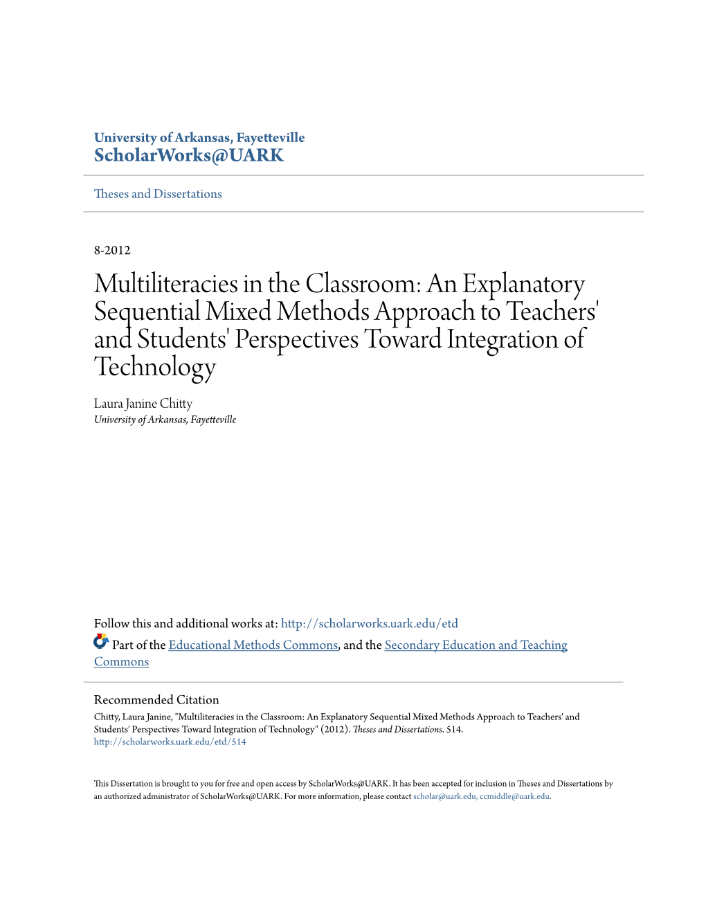 Multiliteracies in the Classroom: an Explanatory Sequential Mixed