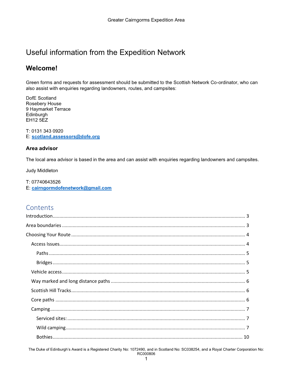 Useful Information from the Expedition Network Contents