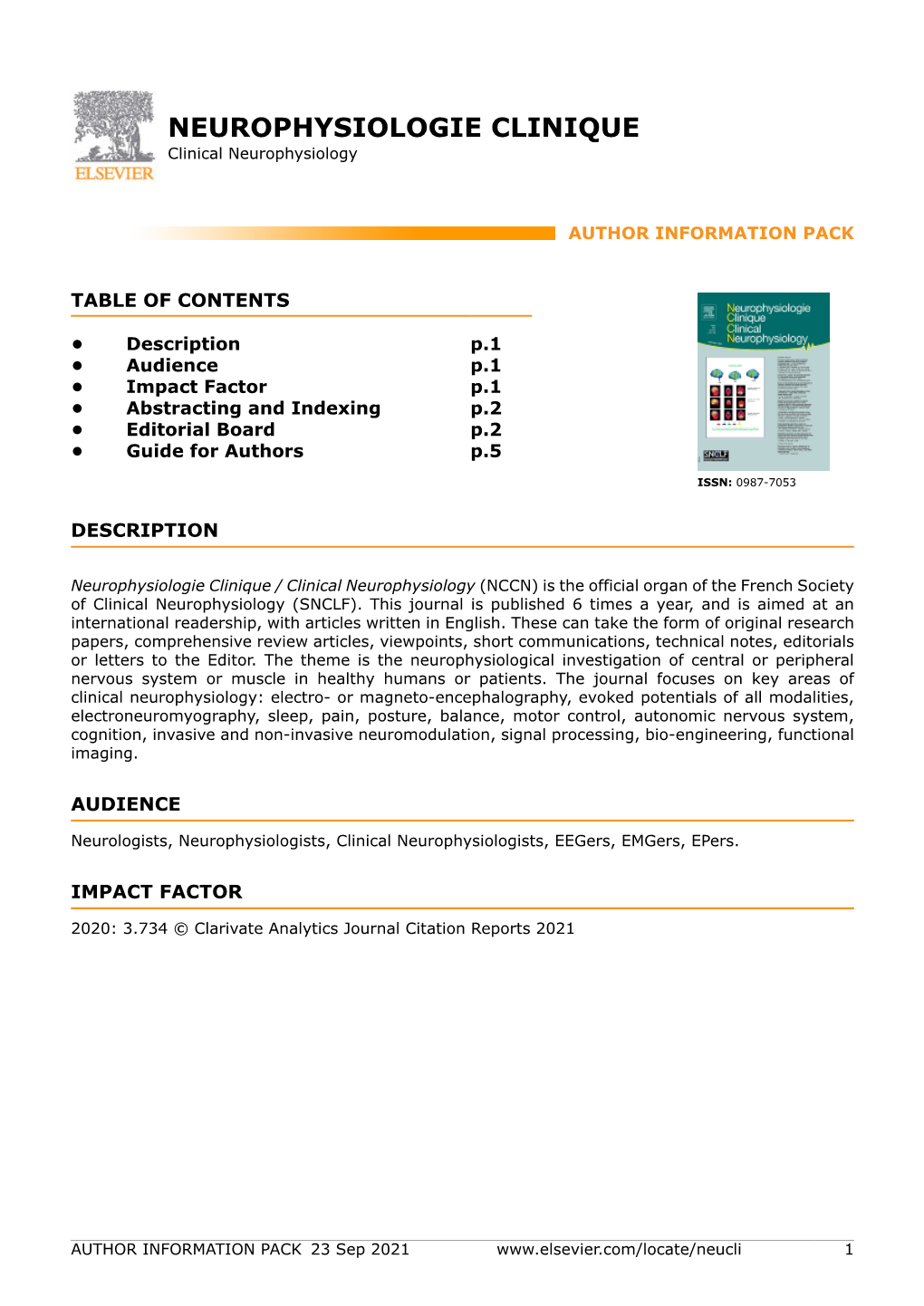 NEUROPHYSIOLOGIE CLINIQUE Clinical Neurophysiology