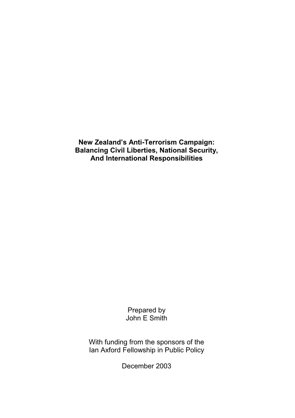 New Zealand's Anti-Terrorism Campaign