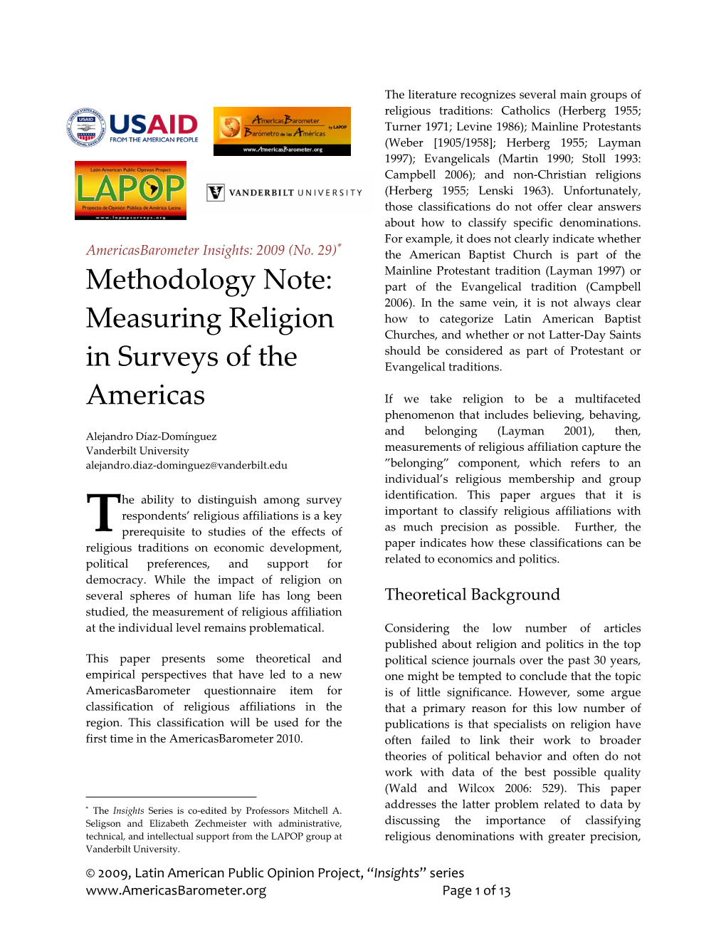 Measuring Religion in Surveys of the Americas