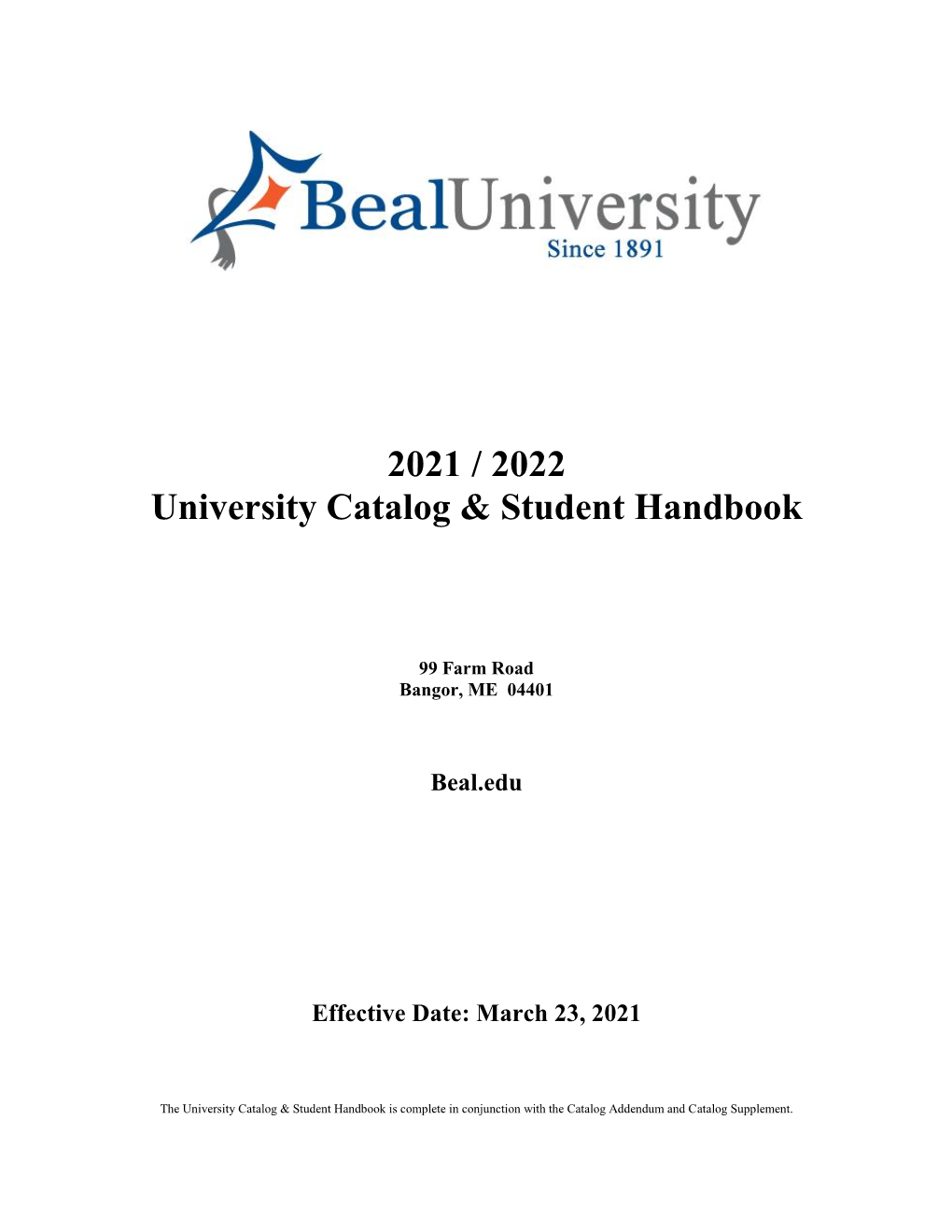 2021 / 2022 University Catalog & Student Handbook