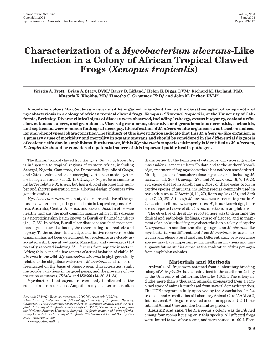 &lt;I&gt;Mycobacterium Ulcerans&lt;/I&gt;