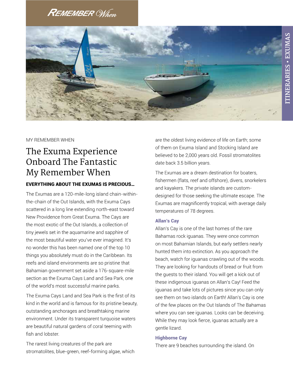 The Exuma Experience Onboard the Fantastic My Remember When
