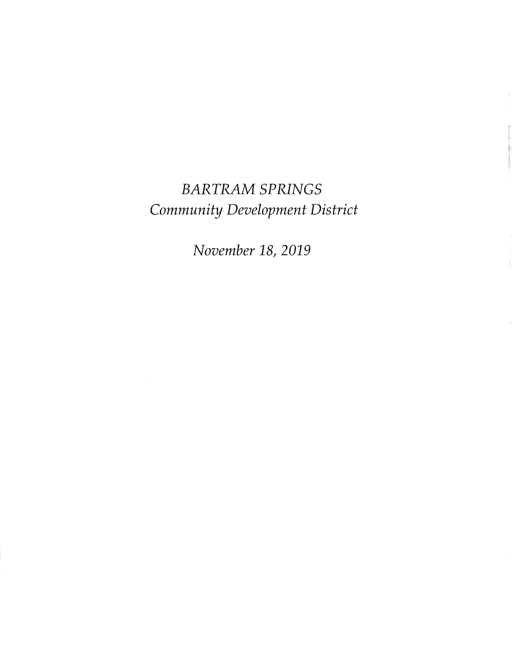 Bartram Springs November 18, 2019 Agenda