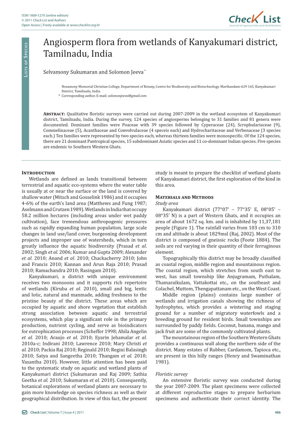 Check List and Authors Chec List Open Access | Freely Available at Journal of Species Lists and Distribution Pecies