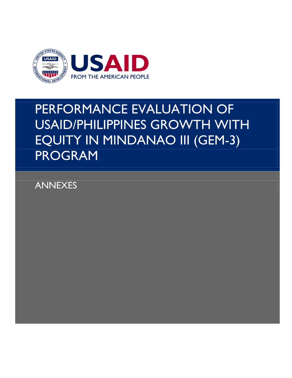 Performance of Growth with Equity in Mindanao III (GEM III)