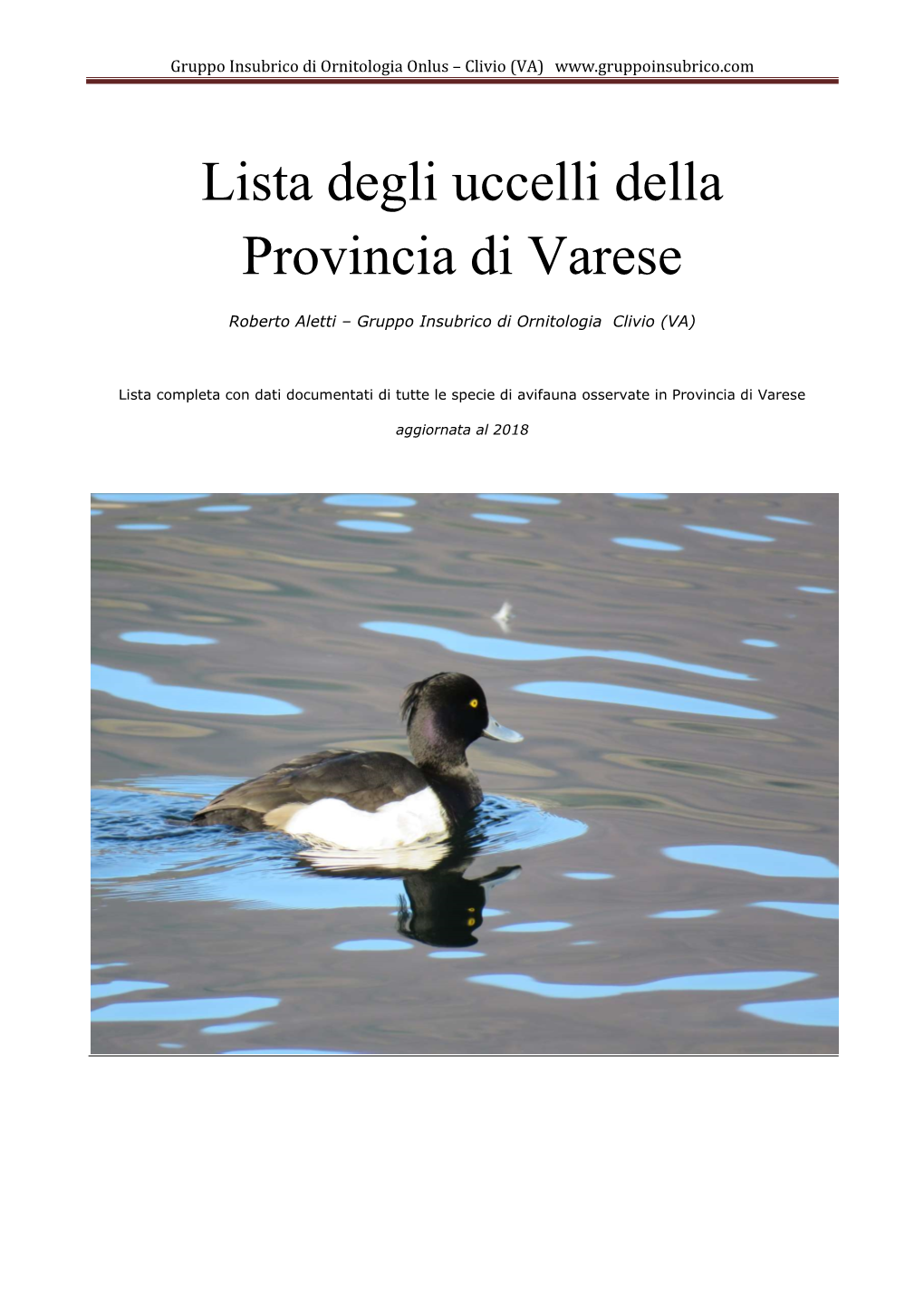 Lista Degli Uccelli Della Provincia Di Varese