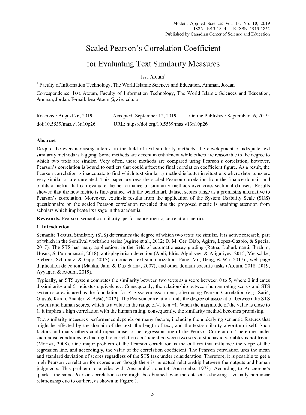 Scaled Pearson's Correlation Coefficient for Evaluating Text