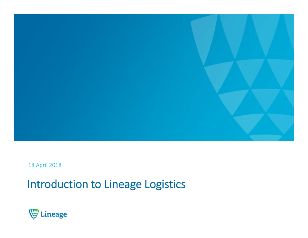 Introduction to Lineage Logistics Agenda
