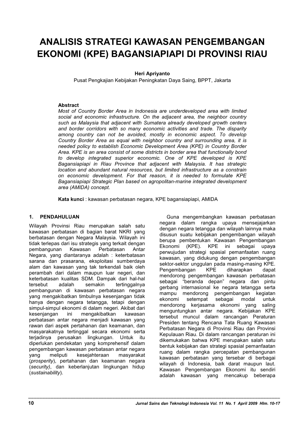 Heri Apriyanto Analisis Strategi Kawasan