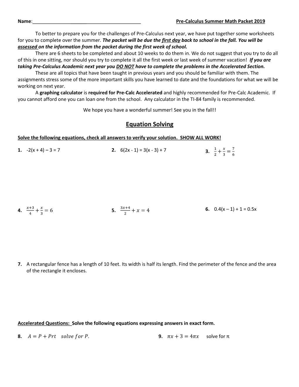 Equation Solving