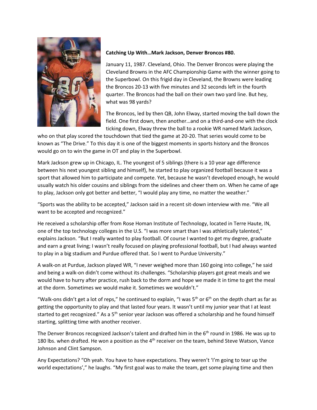 Catching up With…Mark Jackson, Denver Broncos #80