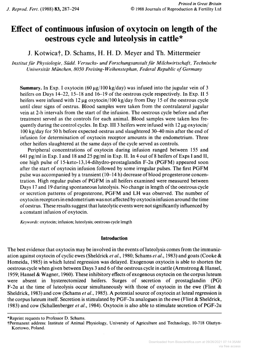 Oestrous Cycle and Luteolysis in Cattle J