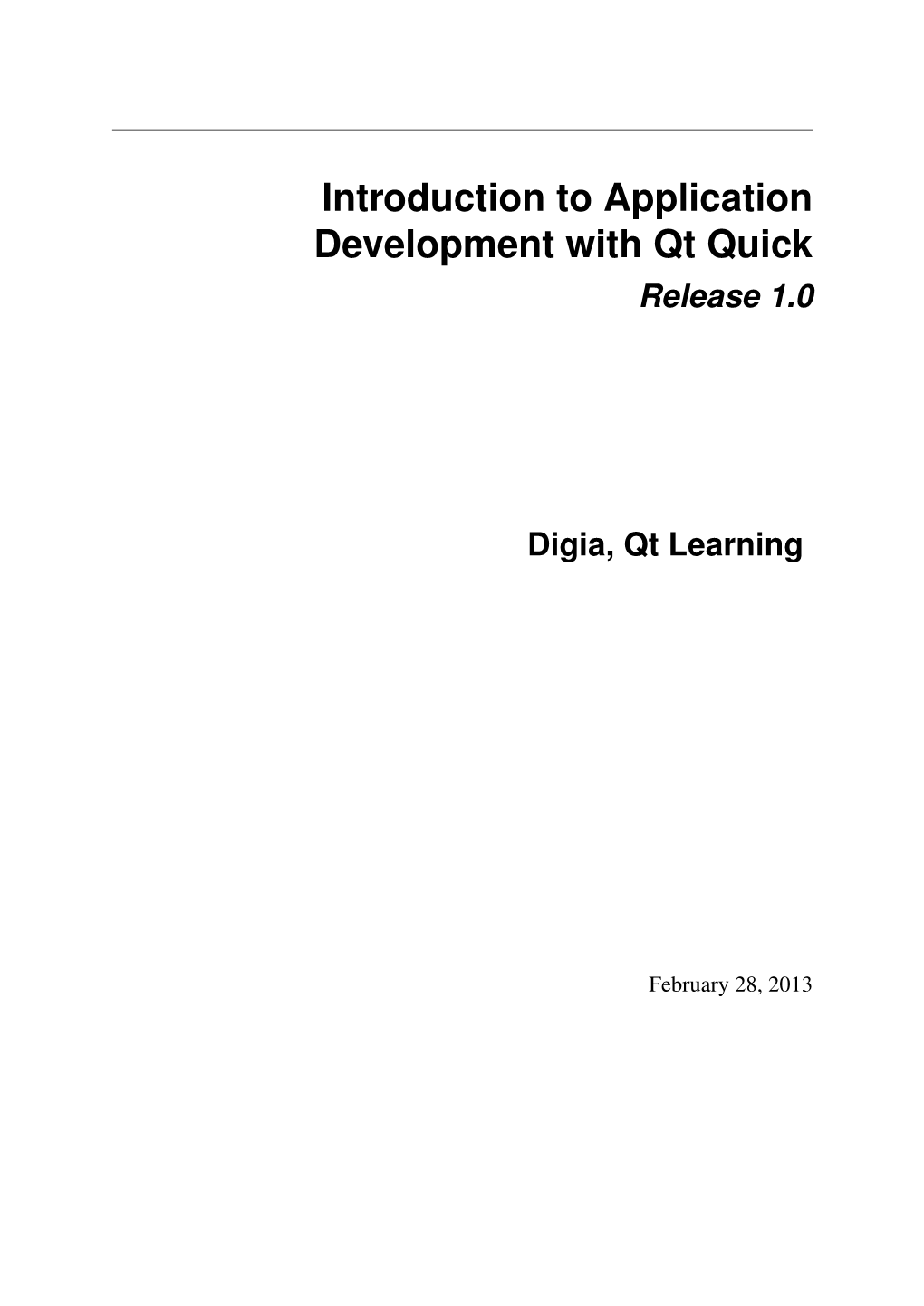 Introduction to Application Development with Qt Quick Release 1.0