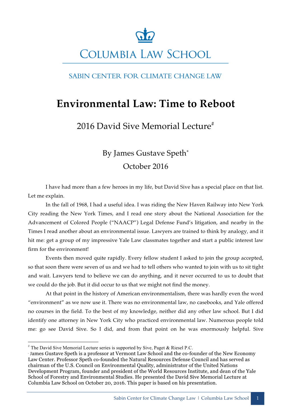 Environmental Law: Time to Reboot