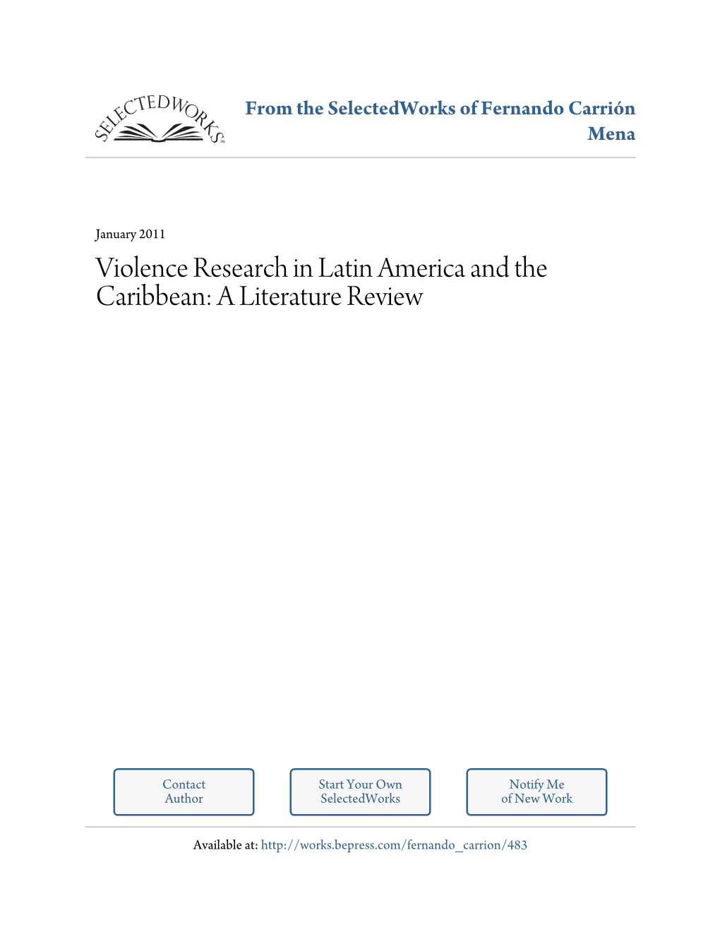 Violence Research in Latin America and the Caribbean: a Literature Review