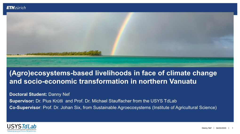 (Agro)Ecosystems-Based Livelihoods in an Environment of Climate