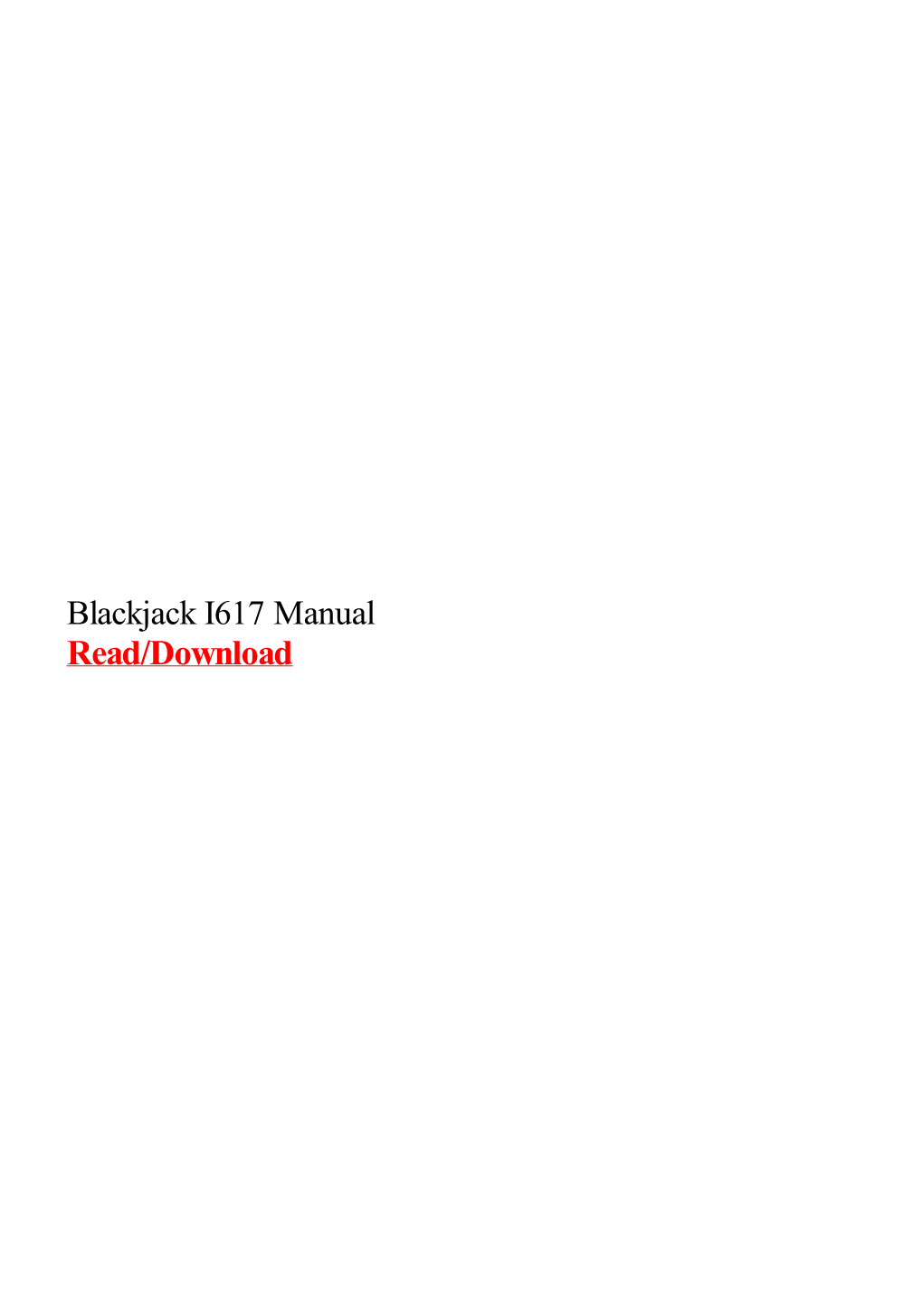 Blackjack I617 Manual