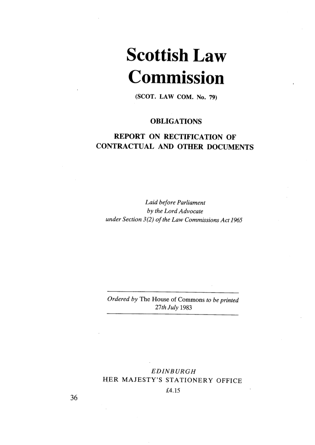 Obligations: Report on Rectification of Contractual and Other Documents