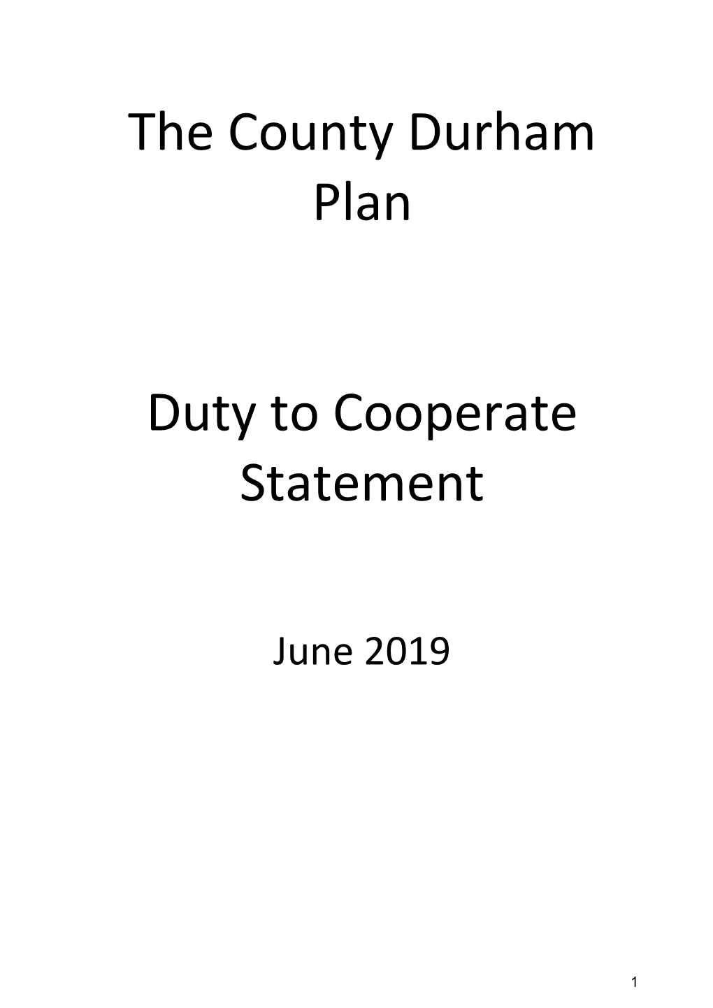 The County Durham Plan Duty to Cooperate Statement
