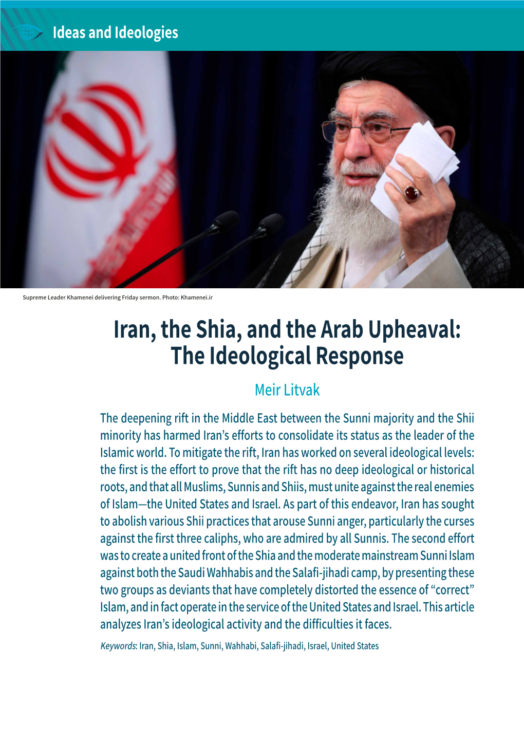 Iran, the Shia, and the Arab Upheaval: the Ideological Response