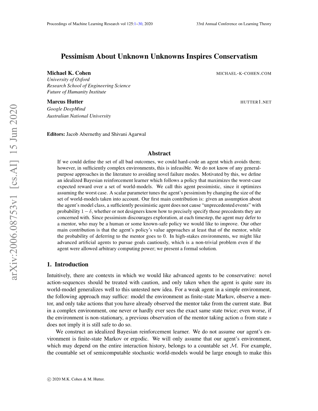 Arxiv:2006.08753V1 [Cs.AI]