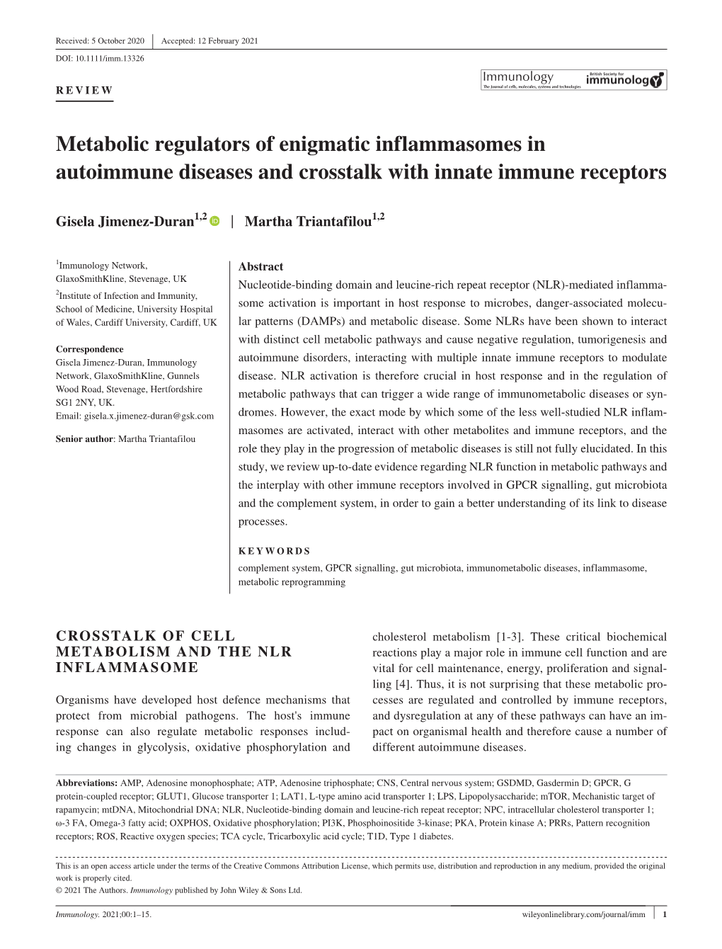 Metabolic Regulators of Enigmatic Inflammasomes in Autoimmune Diseases and Crosstalk with Innate Immune Receptors