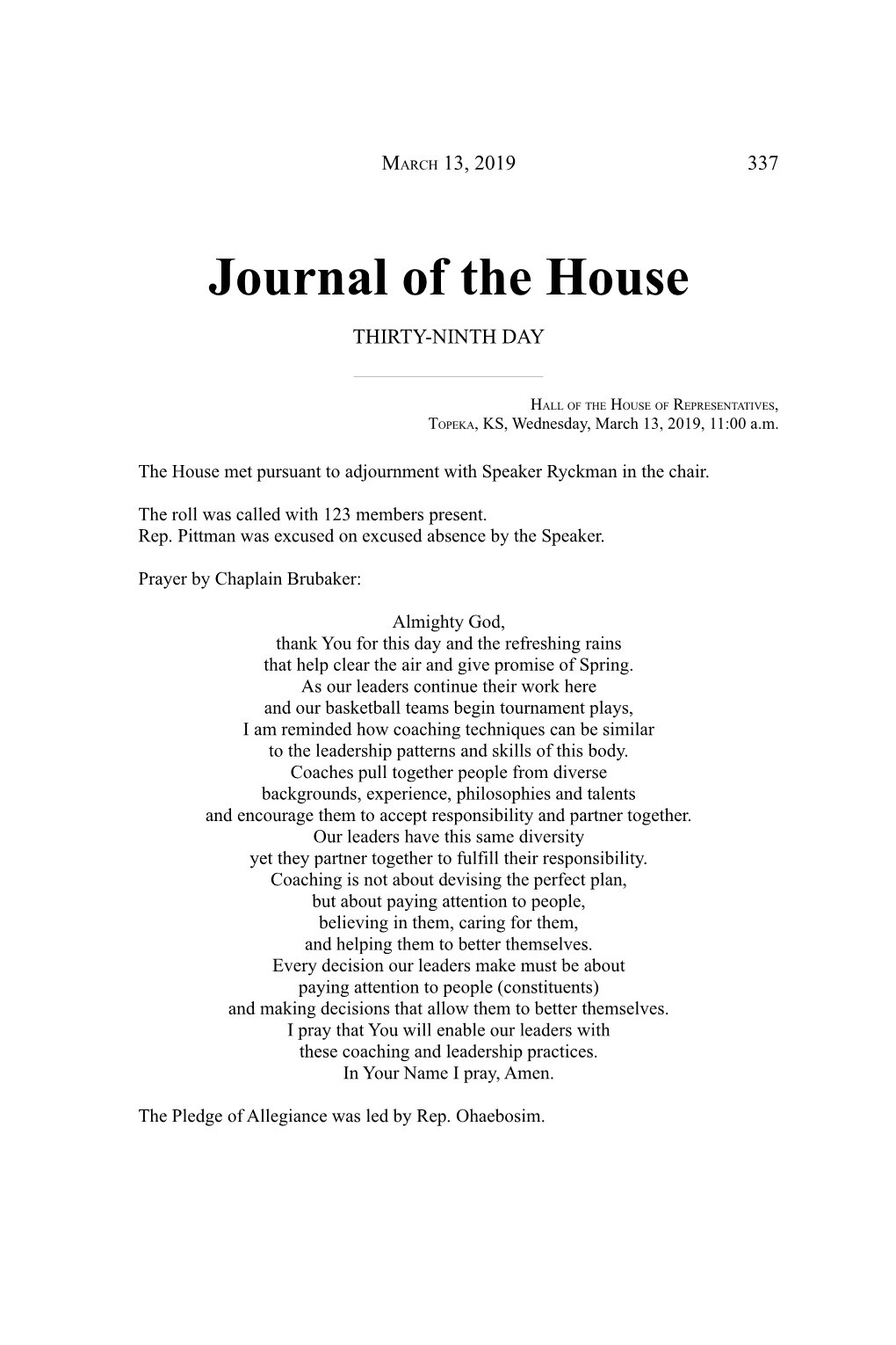 Journal of the House