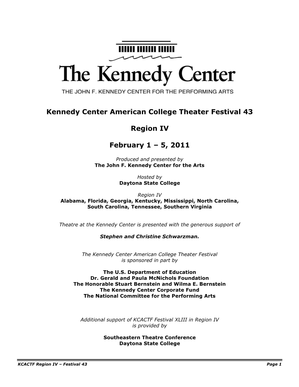 Kennedy Center American College Theater Festival 43 Region IV