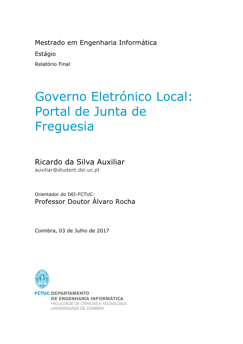 Governo Eletrónico Local – Portal De Junta De Freguesia