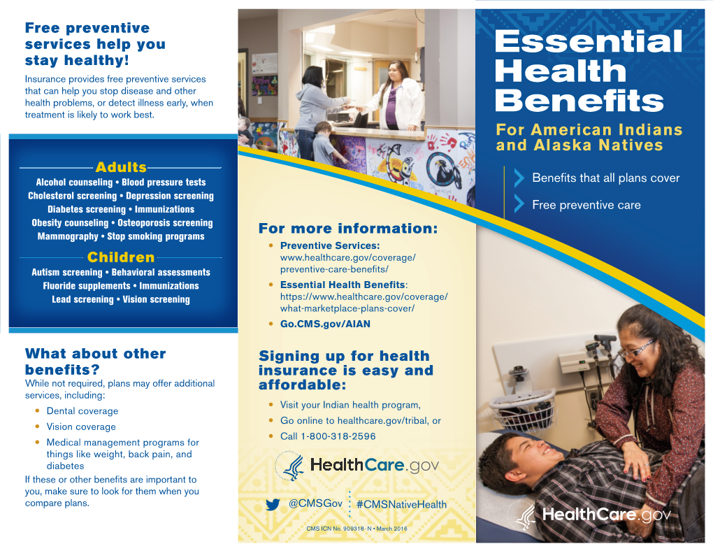 Essential Health Benefits: Lead Screening • Vision Screening What-Marketplace-Plans-Cover/ —— Go.CMS.Gov/AIAN