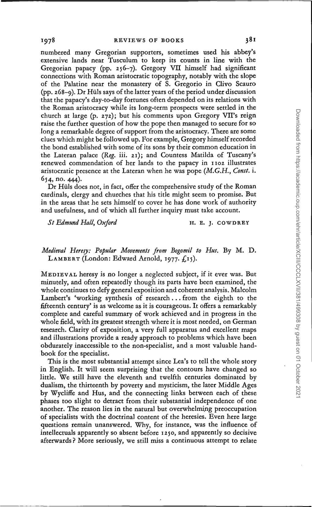 Numbered Many Gregorian Supporters, Sometimes Used His Abbey's Extensive Lands Near Tusculum to Keep Its Counts in Line with the Gregorian Papacy (Pp