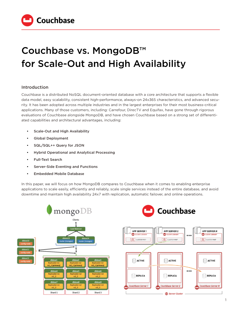 Couchbase Vs. Mongodb™ for Scale-Out and High Availability