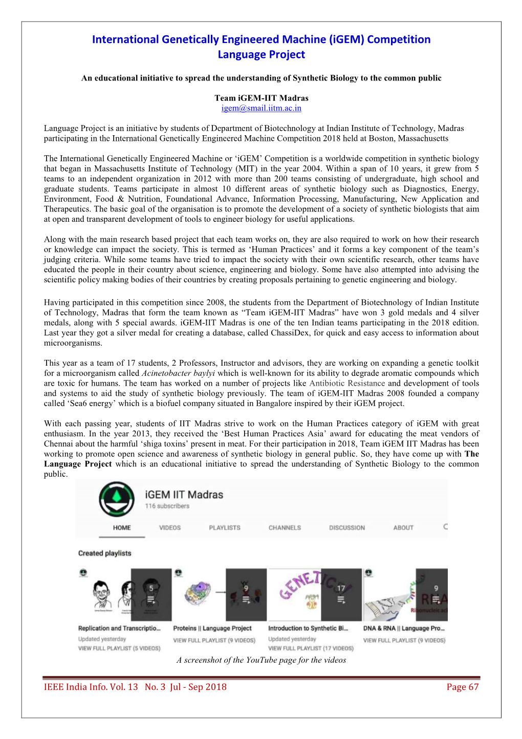 International Genetically Engineered Machine (Igem) Competition Language Project