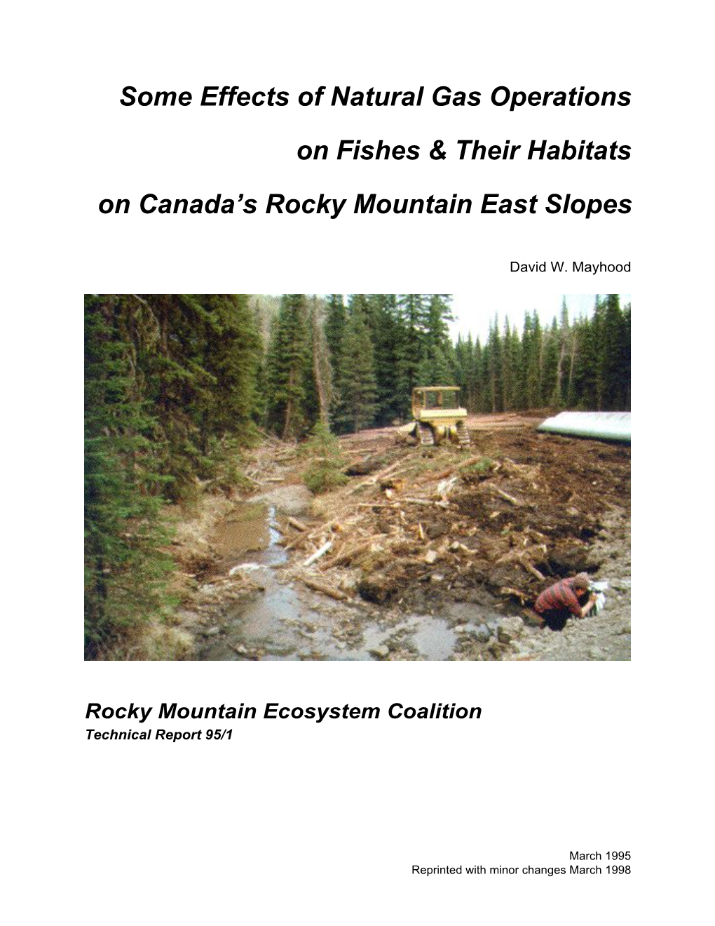 Effects of Natual Gas Operations on Rocky Mtn Fishes