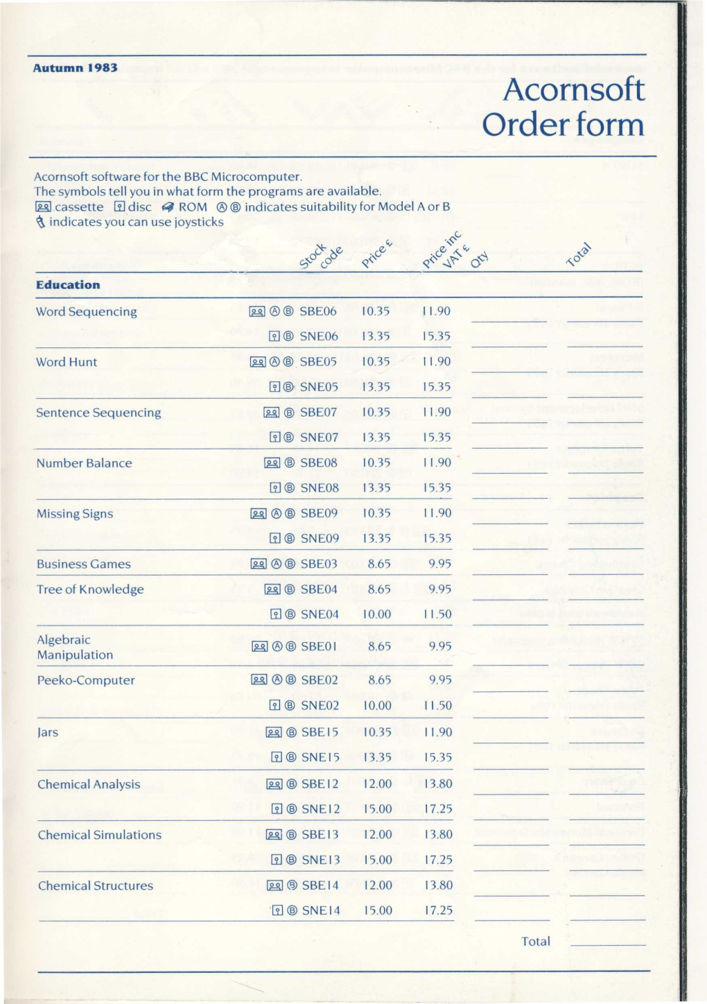 AMP17 Acornsoft Order Form Autumn 1983